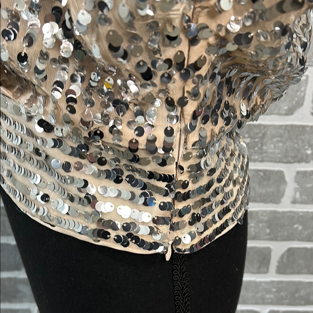 ASOS DESIGN long sleeve batwing sequin wrap top‎ Women’s Size 10 - Picture 7 of 8